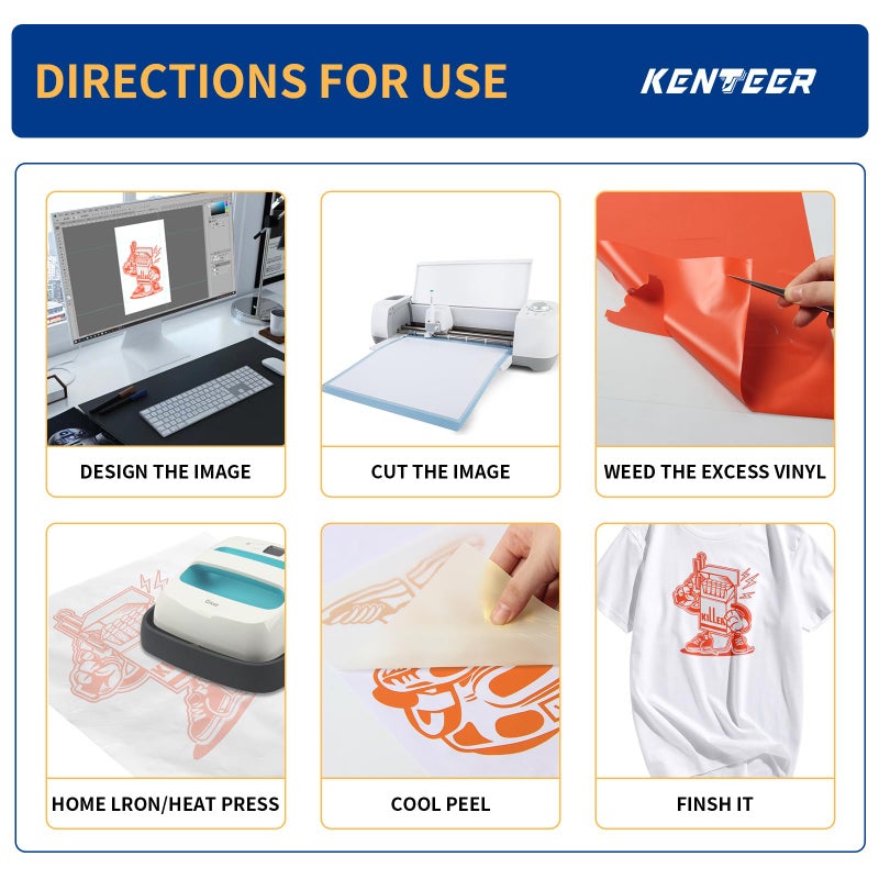 Kenteer Heat Transfer Vinyl Bundle- 42 Pack 12"x10" Iron On Vinyl Sheets for Cricut/Silhouette with 13 Vibrant Colors/Premium Glossy Finish/Easy Weed & Cut - Image 4
